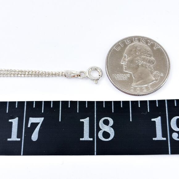 Vintage Sterling Silver Three Strand Ball Bead Necklace | FAS 925 | 18" - Picture 4 of 5